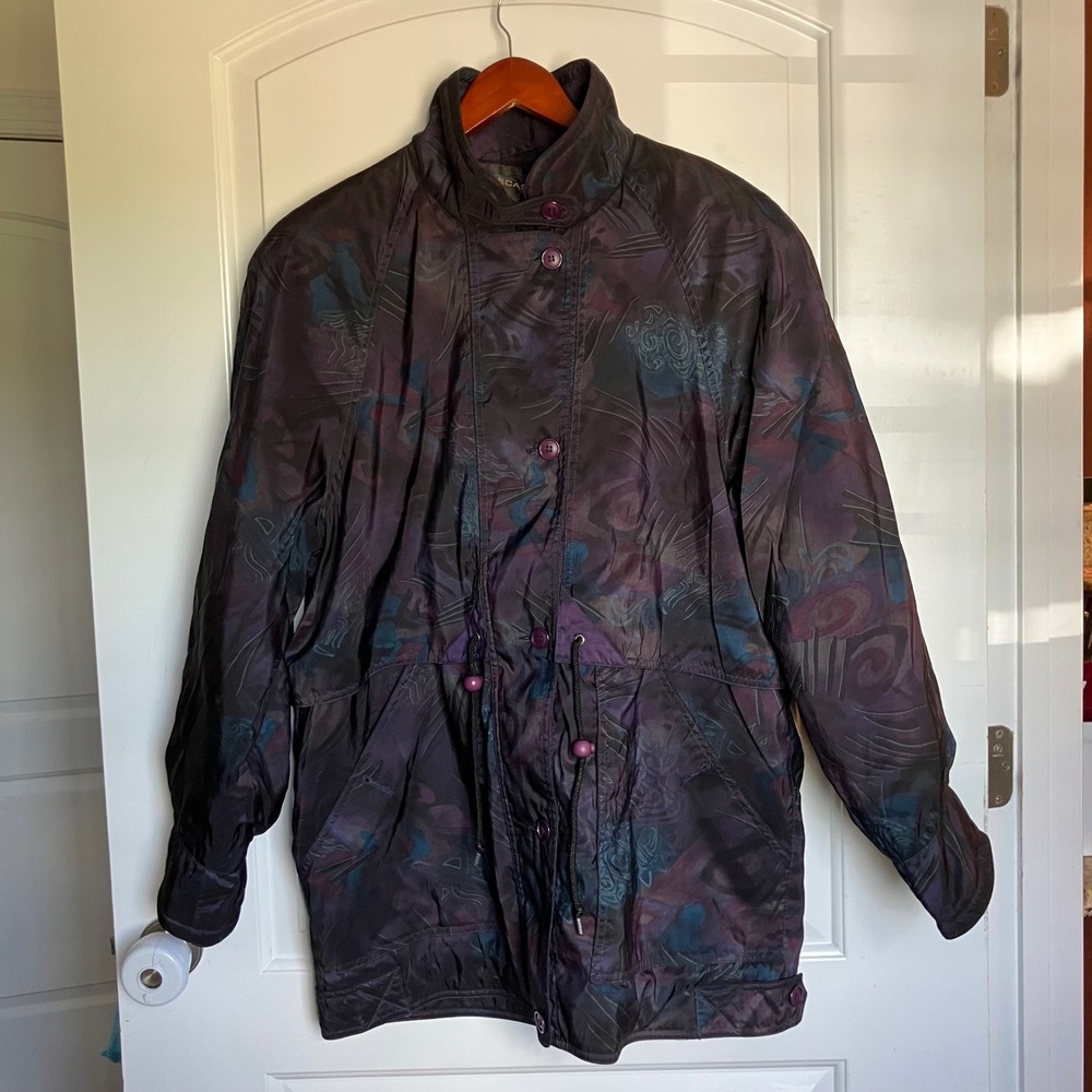 Vintage Forecaster of Boston Purple Abstract Insulated Jacket Drawstring Waist L